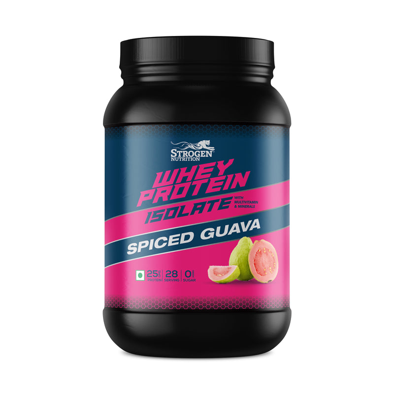 Load image into Gallery viewer, Strogen Whey Protein Isolate Spiced Guava Flavour with 25gms protein per scoop
